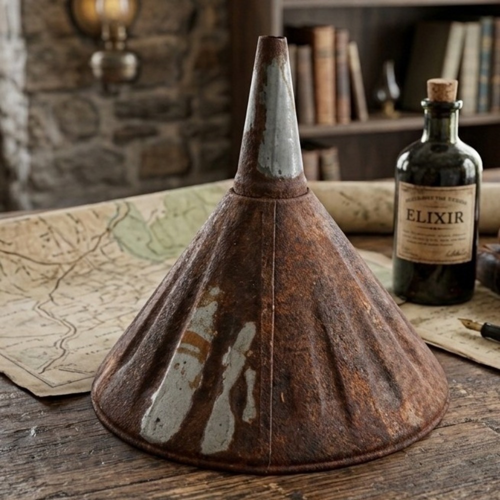 Antique Rusty Galvanized Metal Funnel Primitive Industrial Farmhouse Decor